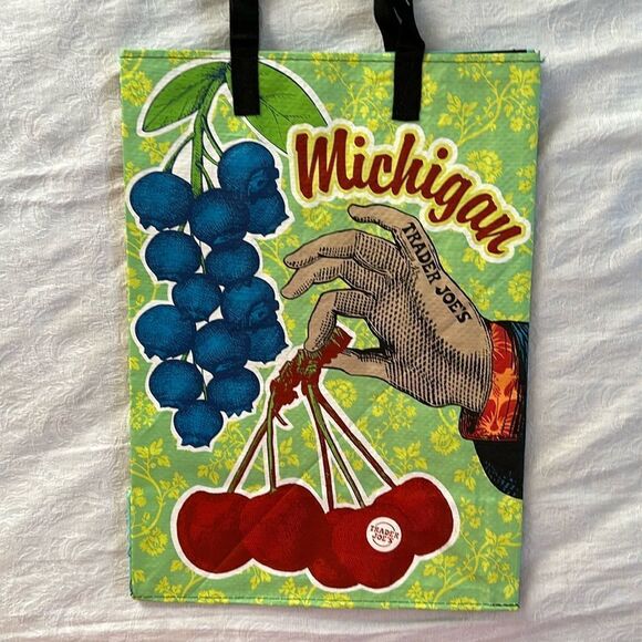 Trader Joe’s Plastic Reusable Shopping Tote Bag 6 Gallon Michigan Collectible - Picture 1 of 14